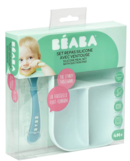 Silicone Suction Divided Plate With Spoon